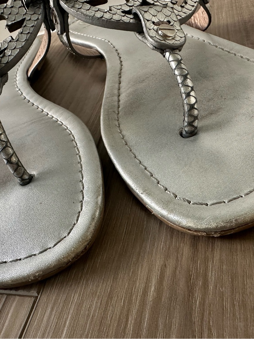 Tory Burch Miller Sandal Metallic Silver Size 9 - Picture 4 of 6